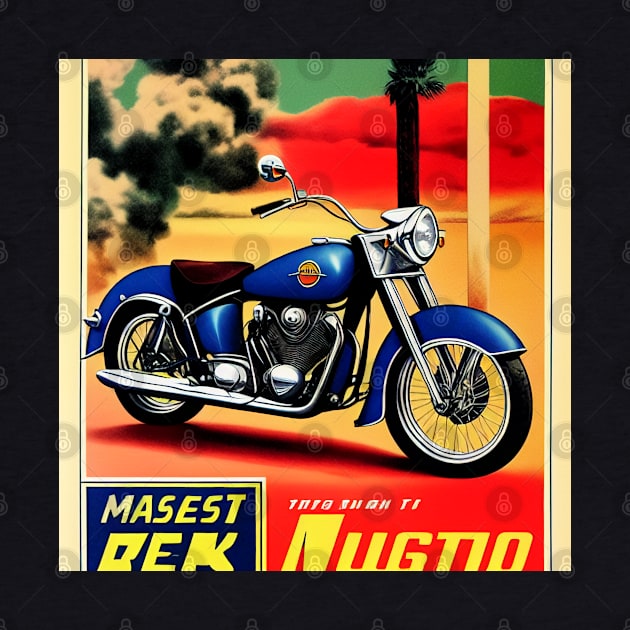 Vintage Metallic Blue Motorcycle Poster by BAYFAIRE